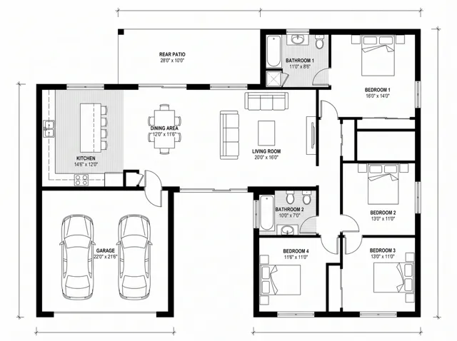 Floor Plan Creator: modern 4bed