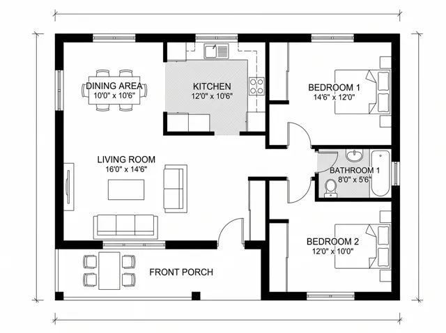 Floor Plan Creator: cottage 2bed